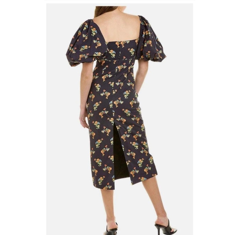 Designer Carolina Constas Floral Midi Dress – Romantic Puff Sleeve Statement - Picture 3 of 9